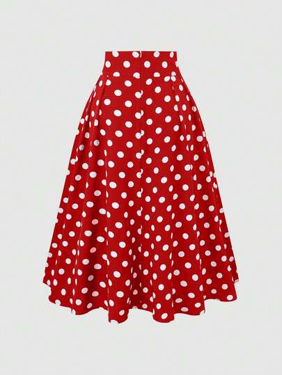 SHEIN Ladies' Polka Dot Print Simple Daily Skirt For New Year Clothes