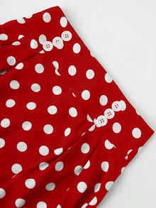 SHEIN 女士波尔卡圆点印花简约日常裙子新年衣服 - 紅色 - 查看 12