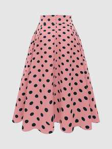 SHEIN Women's All-Over Print Button Front Skirt, Casual Resort Wear - Pink - View 2