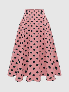 SHEIN Women's All-Over Print Button Front Skirt, Casual Resort Wear - Pink - View 7