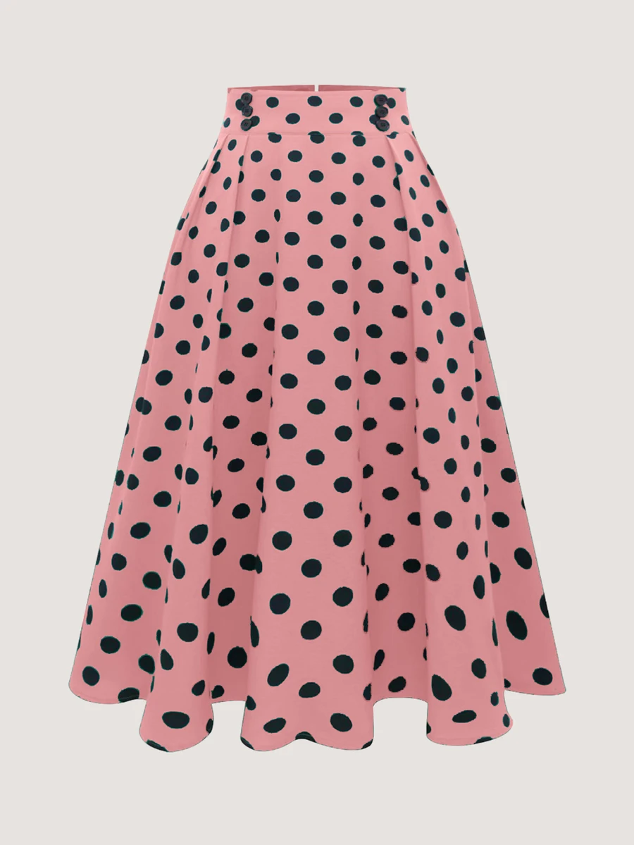 SHEIN Women's All-Over Print Button Front Skirt, Casual Resort Wear - Pink - View 1