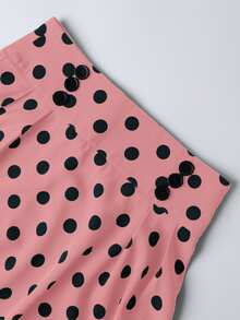 SHEIN Women's All-Over Print Button Front Skirt, Casual Resort Wear - Pink - View 6