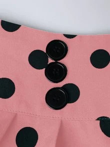 SHEIN Women's All-Over Print Button Front Skirt, Casual Resort Wear - Pink - View 4