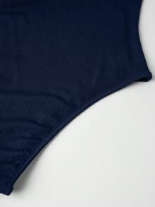 Olithes Set de 2 piezas: Top con bajo asimétrico y pantalones de unicolor - Azul Marino - Ver 13