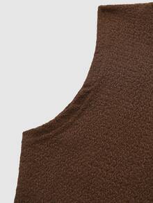SHEIN Sexy Stand Collar Tank Top & Bodycon Mini Skirt 2 Pieces Set - Coffee Brown - View 6