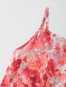 Olithes Women's Elegant Delicate Romantic Spaghetti Strap Ruched A-Line Maxi Floral Dress, Suitable For Spring/Summer Outings And Dates - Multicolor - View 12