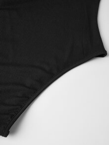 SHEIN Plain Color Asymmetric Hem Top And Pants Two Piece Set - Black - View 3