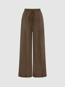 SHEIN 2pcs/Set Solid Color Long Sleeve Bodysuit And Drawstring Pants, For Autumn Fall Cloth For Women - Apricot - View 12
