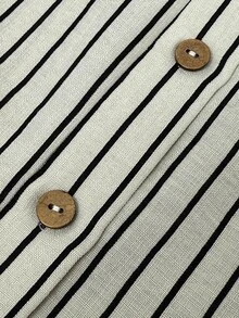 Louniche Women's 2 Pieces Set, Round Neck Striped Linen-Like Casual Long Sleeve Shirt, Comfortable Versatile Home Wear - Multicolor - View 7