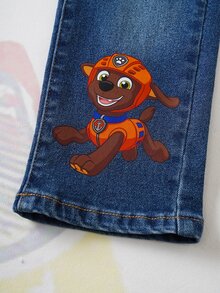 SHEIN | PAW Patrol 小男孩卡通小狗印花口袋拉链休闲牛仔裤 - 藍色 - 查看 9