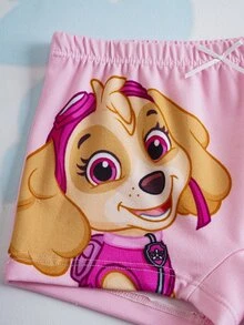 SHEIN | PAW Patrol 3pcs Young Girl Cartoon Print Comfortable Polyamide Shorts - Pink - View 5