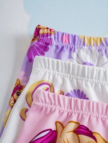 SHEIN | PAW Patrol 3pcs Young Girl Cartoon Print Comfortable Polyamide Shorts - Pink - View 4