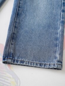 SHEIN | PAW Patrol Young Boy Letter & Puppy Print Cute Versatile Pocket Zipper Denim Jeans - Blue - View 10