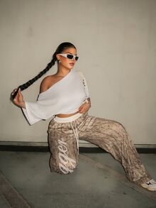 Dayanna Comas Celana Wanita Gaya Jalanan Kasual Modis, Motif Kamuflase & Patchwork Ranting, Cocok untuk Pakaian Sehari-hari dan Olahraga, Musim Semi/Panas - Light Grey - View 5