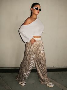Dayanna Comas Celana Wanita Gaya Jalanan Kasual Modis, Motif Kamuflase & Patchwork Ranting, Cocok untuk Pakaian Sehari-hari dan Olahraga, Musim Semi/Panas - Light Grey - View 4