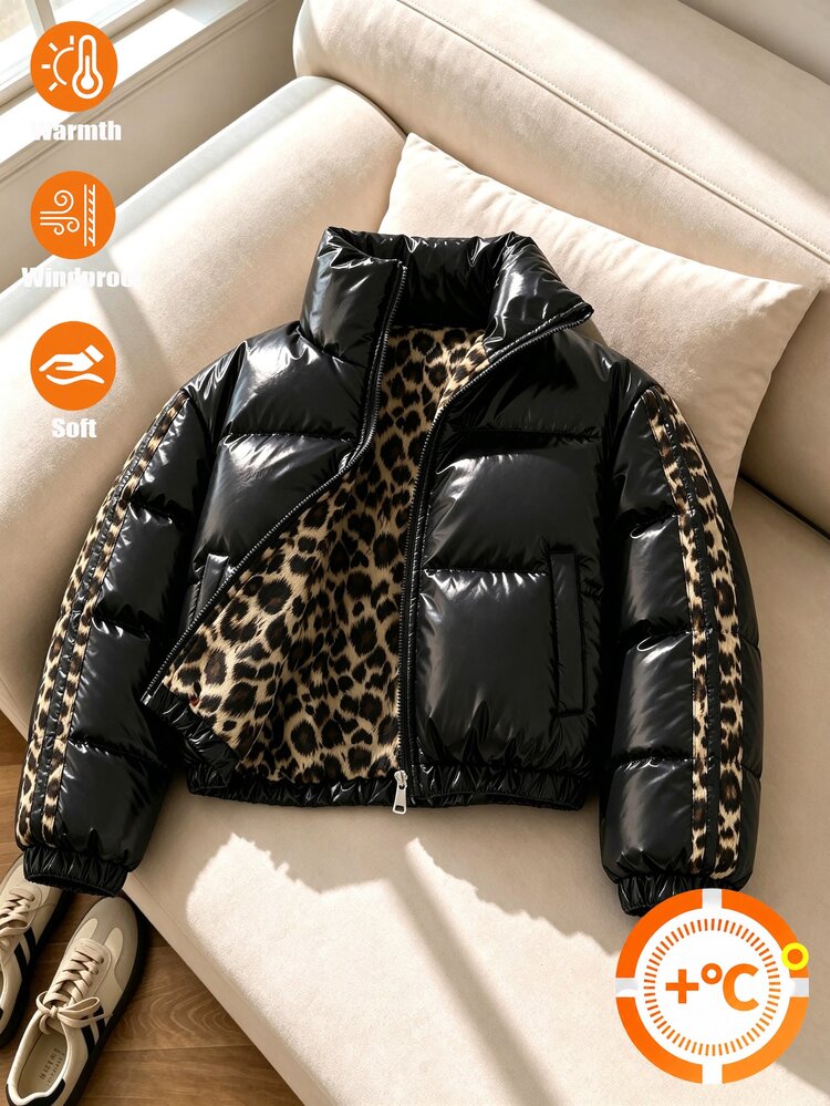 SHEIN Girls' Solid Color Plush Thickened Snug Fit Waist-Cinching Zip-Up Hooded Jacket, Dirt-Resistant Cool Fashion Streetwear For Outdoor Activities And Daily Wear, Winter Natural Long Sleeve Hot Y2K Style White Padded Coat - Multicolor - View 5