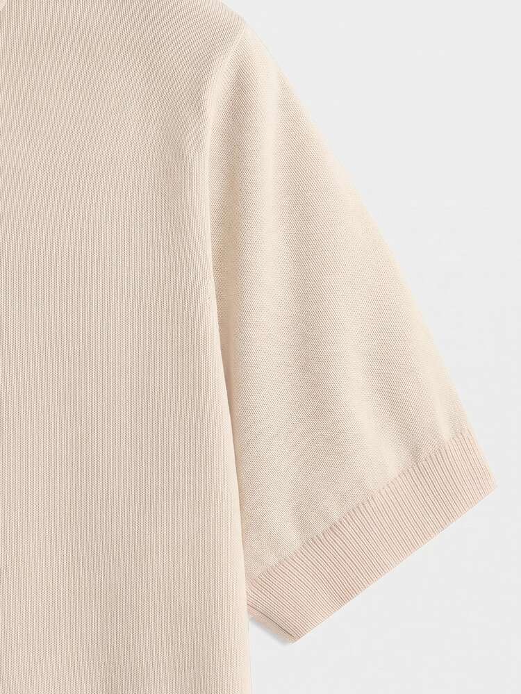HIMLAND Men's Casual Versatile Solid Color Short Sleeve Knit Top Vacation Beach Orange Pink Summer - Apricot - View 6