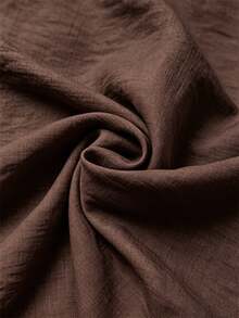 SHEIN 2026 New Summer Women's Holiday Casual Blouse, Patchwork Dyed Lace Puff Sleeve Blouse, Loose H-Line Women's Blouse, Vacation Lazy Style Round Neck Women's Blouse, Puff Sleeve Short Sleeve Women's Blouse - Mocha Brown - View 8