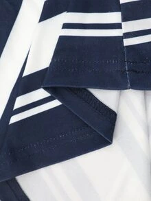 IslaSuriya 女款戶外休閒海岸風保守運動 Polo 衫，夏季海軍藍與白色條紋印花、花卉印花，適合辦公室、度假、海灘 - 彩色 - 查看 6