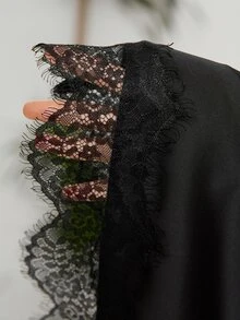 Muchica Plus Size Women Lace Patchwork Casual Sexy Elegant Versatile Date Night Night Date Night Cocktail Rave Night Outing Mini Skirt Black Autumn Fall - Black - View 8