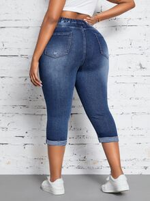 Slaydiva Jeans de Talla Grande Casuales Estilo Años 90 Lavados con Cintura de Cordón Ajuste Delgado Azul Claro para Citas de Brunch Verano - Azul - Ver 5