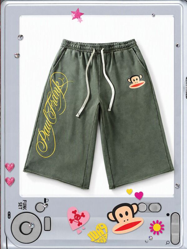 ROMWE MEN Paul Frank X ROMWE 男士夏季休閒字母印花運動長褲