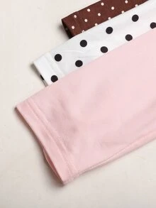 青少年女孩時尚休閒簡約百搭波點與素色方領短袖T恤3件組 - 彩色 - 查看 5