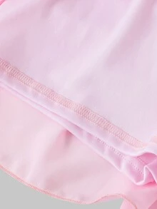 SHEIN Sparklyn 青少年女孩純色荷葉邊時尚掛脖洋裝 - 粉色 - 查看 6