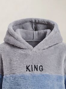 PrepCrw Kids Young Boy Comfortable, Casual, Fashionable, Soft, Warm Dopamine Plush Autumn Sweatshirt With Color And Letter Print, Suitable For Winter. - Multicolor - View 4