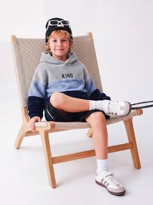 PrepCrw Kids Young Boy Comfortable, Casual, Fashionable, Soft, Warm Dopamine Plush Autumn Sweatshirt With Color And Letter Print, Suitable For Winter. - Multicolor - View 2