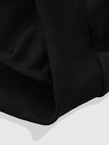 ROMWE MEN Paul Frank X ROMWE Hoodie Lengan Panjang Pria dengan Hiasan Huruf Rhinestone dan Resleting - Hitam - View 3