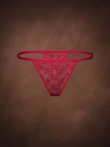 Bella Beso 4pcs/Pack Plus Size Women Solid Color Lace Pattern Sexy G-String - Multicolor - View 14