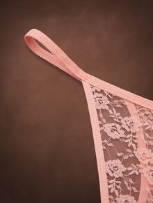 Bella Beso 4pcs/Pack Plus Size Women Solid Color Lace Pattern Sexy G-String - Multicolor - View 11