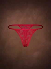 Bella Beso 3pcs Plus Size Women's Sexy Lace Design Lingerie Set, Comfortable Solid Color Panties, Valentine's Day Theme - Multicolor - View 12