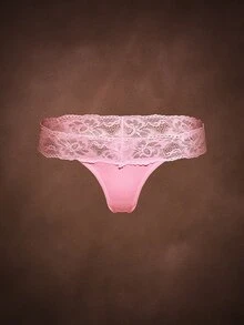 Bella Beso 4pcs Lace Patchwork Women's Cotton Low-Rise Thong Panties - Multicolor - View 10