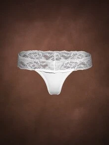Bella Beso 4pcs Lace Patchwork Women's Cotton Low-Rise Thong Panties - Multicolor - View 12