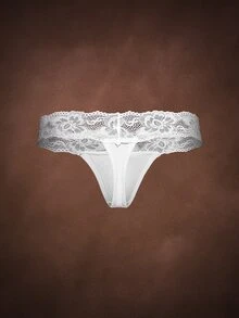 Bella Beso 4pcs Lace Patchwork Women's Cotton Low-Rise Thong Panties - Multicolor - View 11