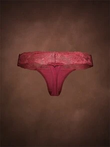 Bella Beso 4pcs Lace Patchwork Women's Cotton Low-Rise Thong Panties - Multicolor - View 4