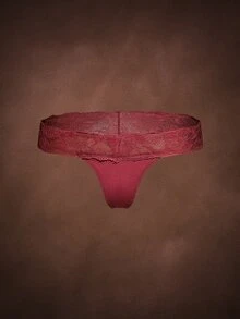 Bella Beso 4pcs Lace Patchwork Women's Cotton Low-Rise Thong Panties - Multicolor - View 9