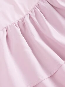 SHEIN فستان وردي طويل الأكمام للبنات المراهقات مع شورت مدمج وجيوب، تنورة مكشكشة، ظهر مفتوح، رياضة اليوغا، ملابس الخريف، كاجوال، لطيف، يومي - وردي - مشاهدة 6