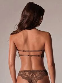 SHEIN BAE Women's 2-Piece Lace Lingerie Set - Coffee Brown - View 7