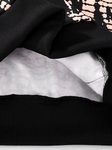 SHEIN 青少年女孩 1 件針織數位印花時尚休閒寬鬆街頭風連帽套頭長袖衛衣，秋季服飾，保暖內裡，黑色 - 黑色 - 查看 8