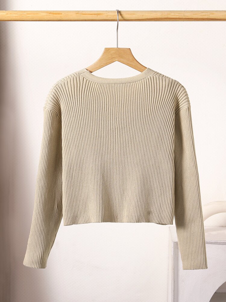 SHEIN Tween Girl Beige Thin Cardigan Sweater With Bow, Suitable For Pairing With Camisole Dresses And Tops, Knitted For Outerwear Farewell Autumn Cute - Khaki - View 2