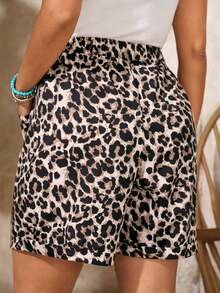 EMERY ROSE Plus Size Women Leopard Print Drawstring Pocket Casual Palazzo, Women Summer Clothes,Spring Vacation - Multicolor - View 2