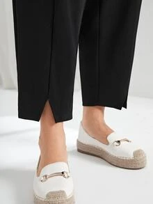 Rosumi Plus Split Hem Carrot Pants,Spring/Summer/Vacation Fall - Black - View 5