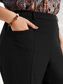 Rosumi Plus Split Hem Carrot Pants,Spring/Summer/Vacation Fall - Black - View 3