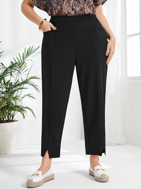 Rosumi Plus Split Hem Carrot Pants,Spring/Summer/Vacation Fall