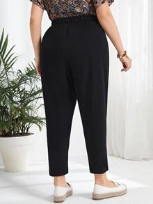 Rosumi Plus Split Hem Carrot Pants,Spring/Summer/Vacation Fall - Black - View 2