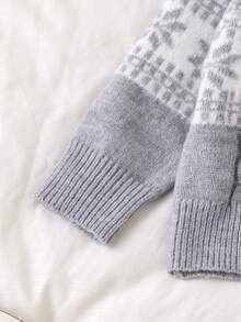 SHEIN Baby Boy Geometric Pattern Raglan Long Sleeve Sweater And Knit Pants Casual Set Autumn Fall - Multicolor - View 6