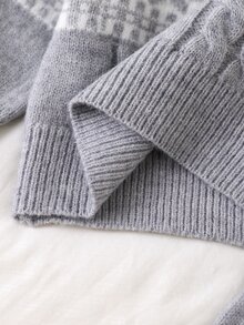 SHEIN Baby Boy Geometric Pattern Raglan Long Sleeve Sweater And Knit Pants Casual Set Autumn Fall - Multicolor - View 7